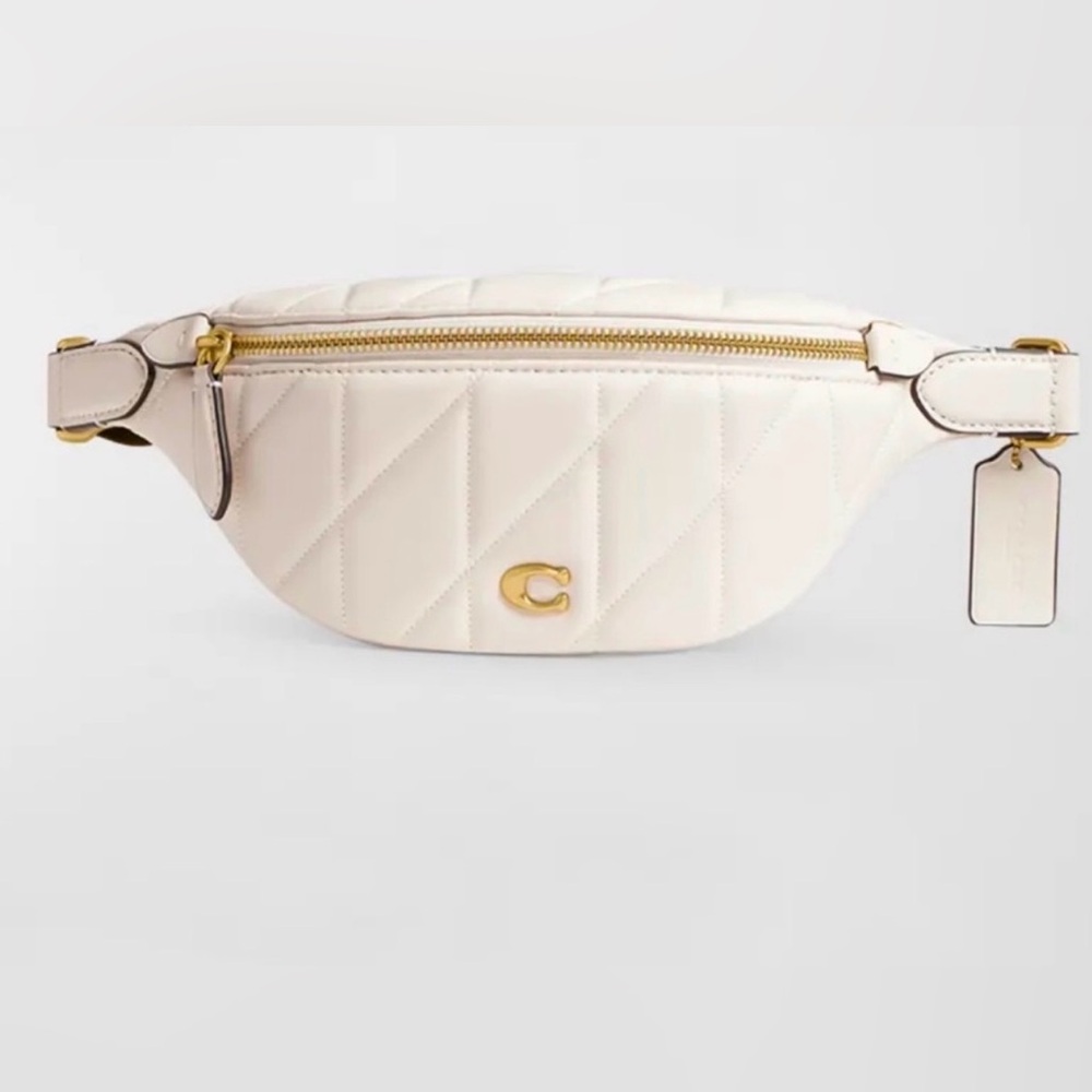 Coach chalk Quilted Belt Bag with Gold Accents